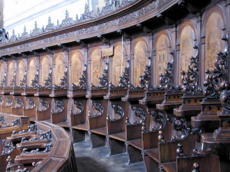 View of the upper order choir stalls