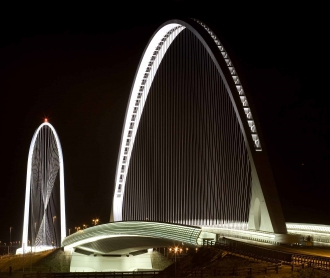 Central bridge at night